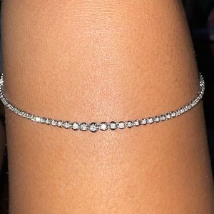 Platinum 3 carat natural diamond tennis necklace